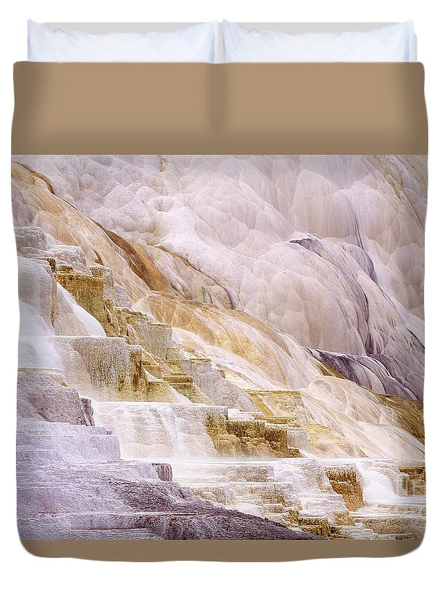 Dave Welling Duvet Cover featuring the photograph Minerva Springs Yellowstone National Park Wyoming by Dave Welling