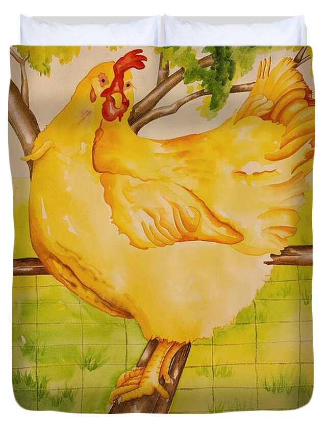 Farm Animals Duvet Cover featuring the painting Cosmos  by Kandyce Waltensperger