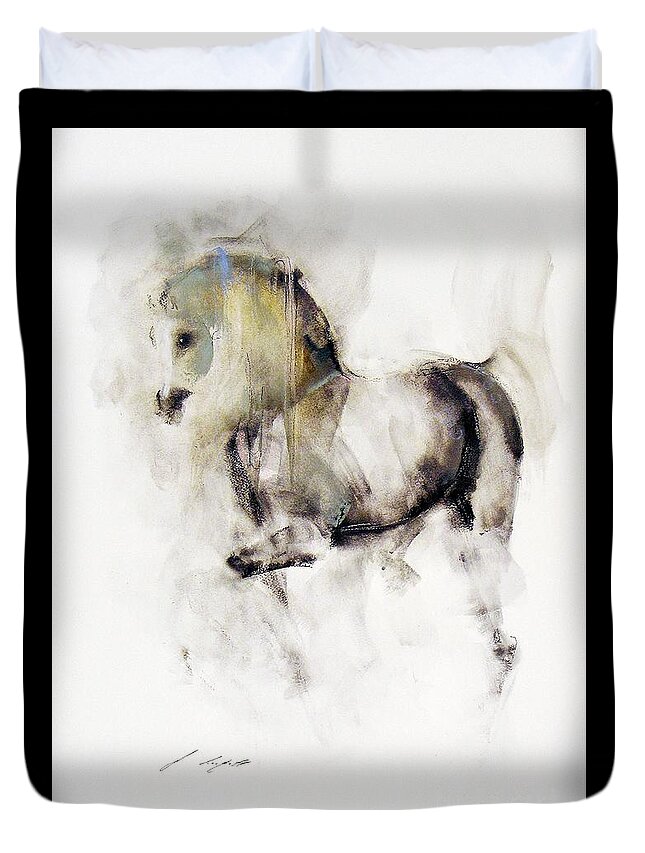 Equestrian Painting Duvet Cover featuring the painting Mito by Janette Lockett