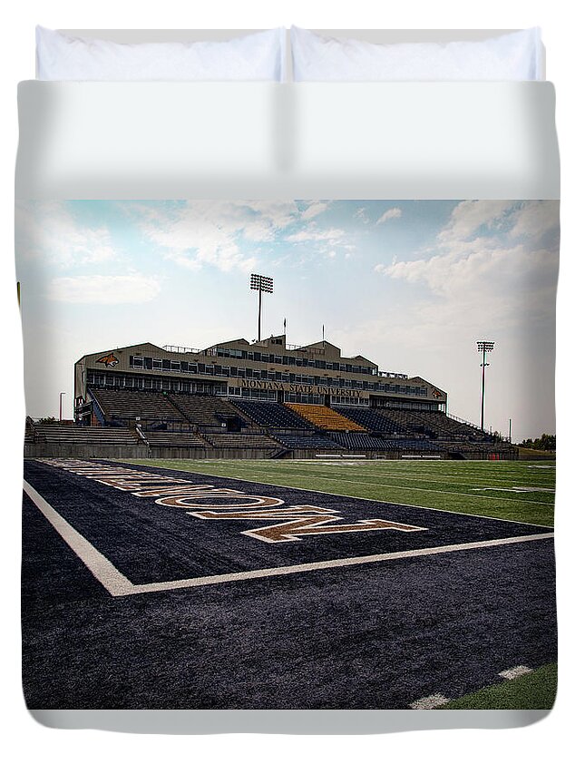 Montana State University Duvet Cover featuring the photograph Montana State University Bobcat Stadium #1 by Eldon McGraw