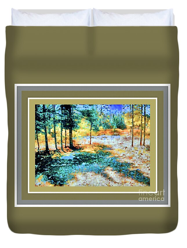  Duvet Cover featuring the painting Mossy Ground #1 by Shirley Moravec