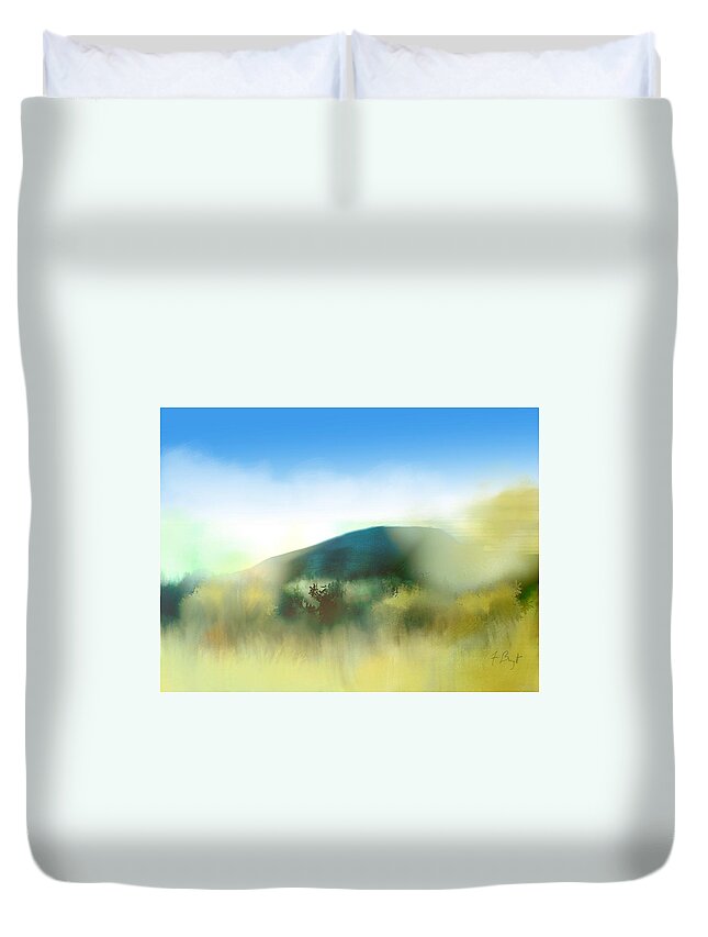 Ipad Painting Duvet Cover featuring the digital art Mountain Morning #1 by Frank Bright