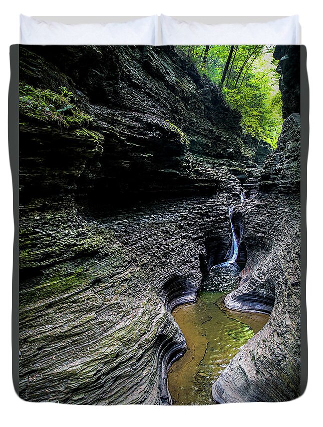 Watkins Glen Duvet Cover featuring the photograph Nature's Art #1 by Erin Marie Davis