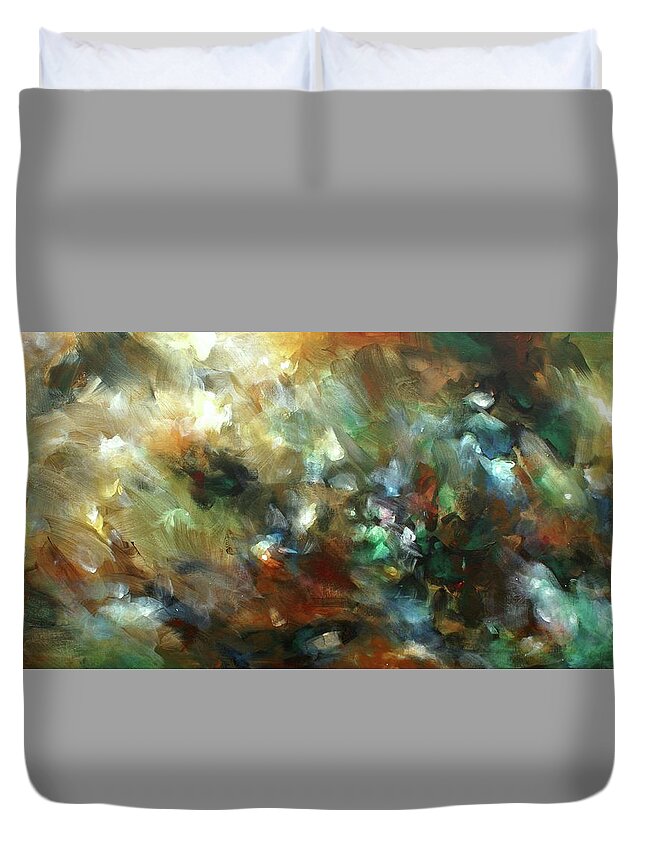 Abstract Duvet Cover featuring the painting Natures Veil #1 by Michael Lang