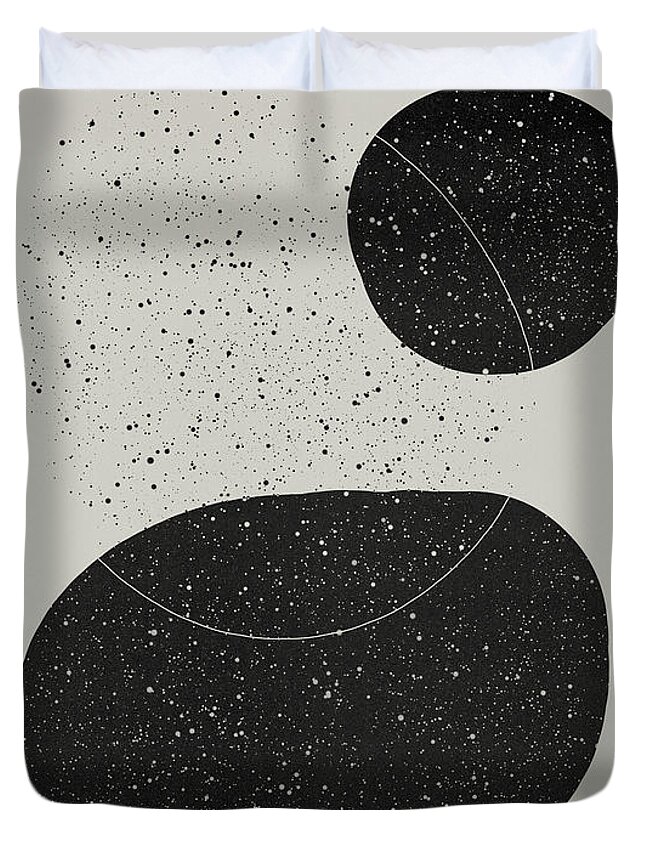 Neutral Duvet Cover featuring the digital art Neutral Abstract Shapes #1 #1 by Kate Morton