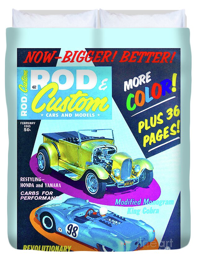 Advertisement Duvet Cover featuring the photograph Feb 1965 Rod and Custom magazine by David Lee Thompson