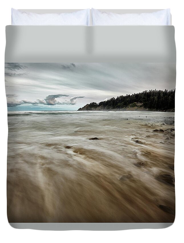 Oregon Duvet Cover featuring the photograph Oregon Coastal Shore #1 by Jon Glaser