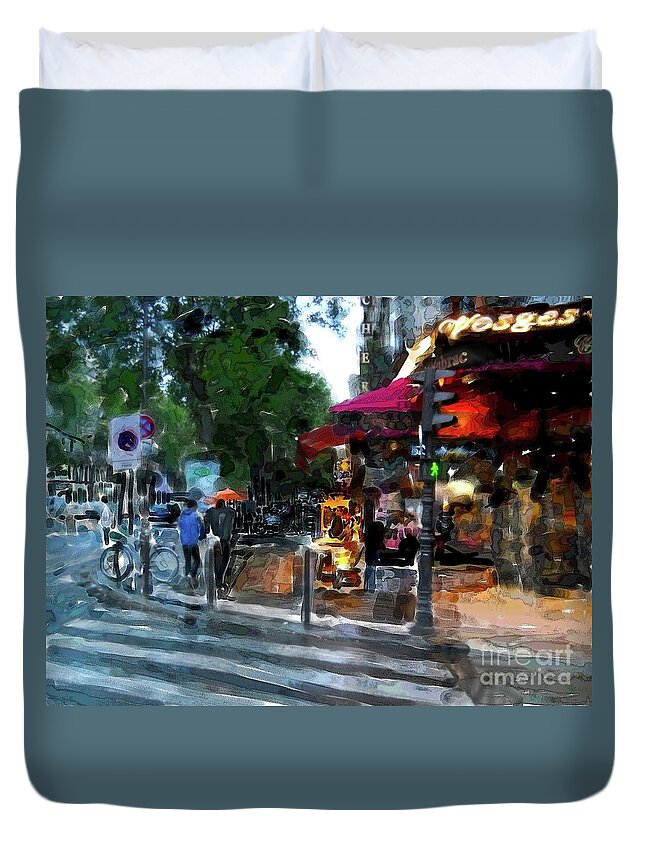 Paris Duvet Cover featuring the digital art Paris Corner #1 by Joe Roache