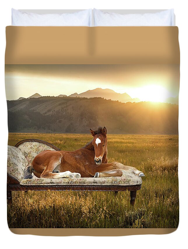 Horse Duvet Cover featuring the photograph Peaceful #1 by Mary Hone