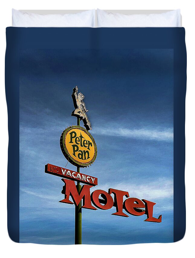 Nevada Duvet Cover featuring the photograph Peter Pan Motel by Matthew Bamberg