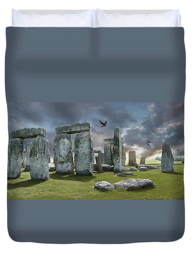 Stonehenge Duvet Cover featuring the photograph Ancient Stone - Photo of Stonehenge stone circle by Paul E Williams