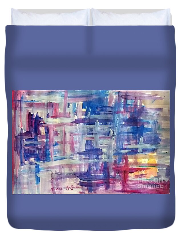 Purple Abstract Duvet Cover featuring the painting Purple Abstract #1 by James McCormack