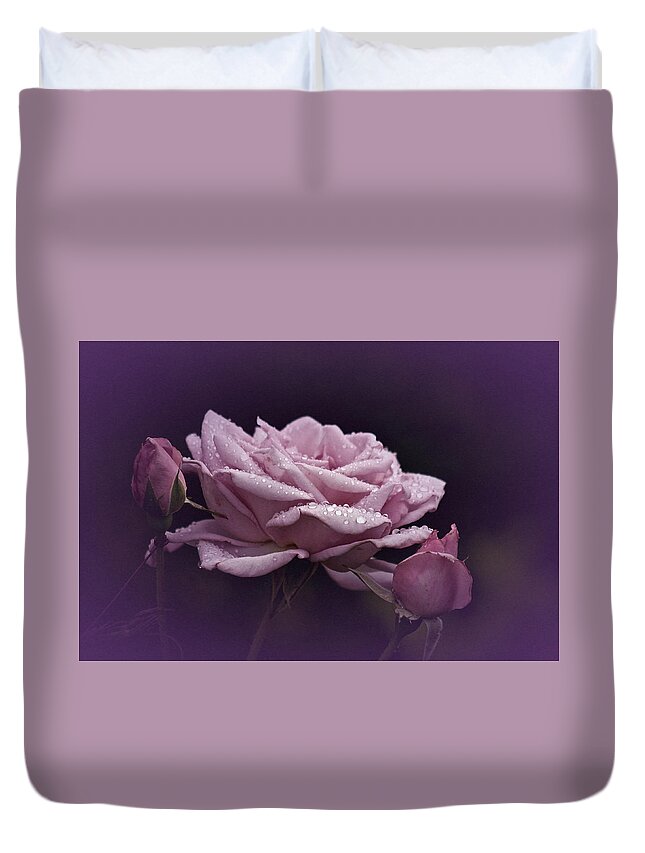 Rose Duvet Cover featuring the photograph Purple Rain by Richard Cummings
