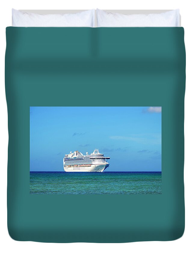 Cruise Duvet Cover featuring the photograph Ruby Princess #1 by AE Jones