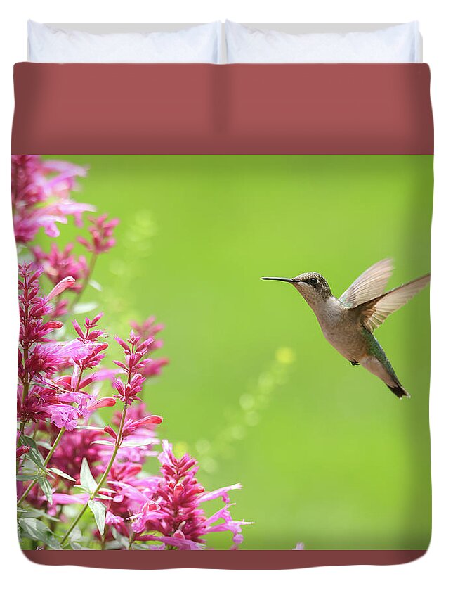 Ruby Throated Humingbird Duvet Cover featuring the photograph Ruby Throated Humingbird #1 by Brook Burling