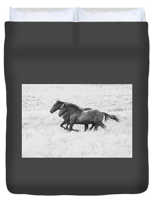 Percheron Duvet Cover featuring the photograph Running Free #1 by Brook Burling
