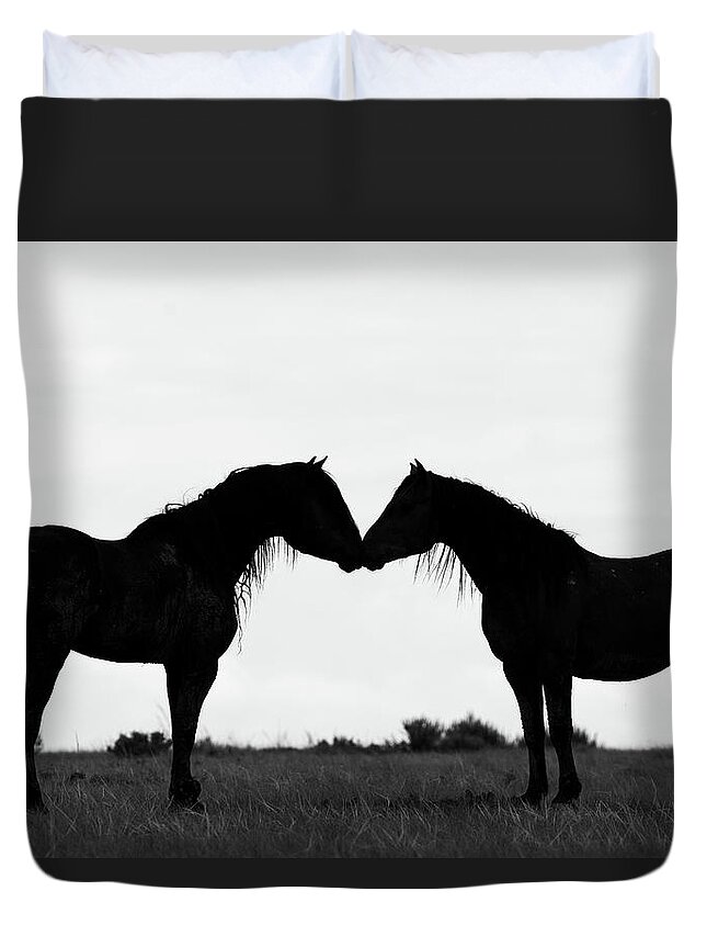 Horses Duvet Cover featuring the photograph Silhouette #1 by Mary Hone