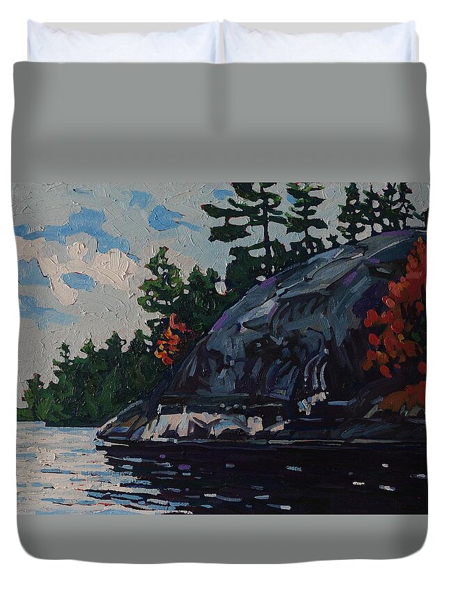2558 Duvet Cover featuring the painting Singleton Cliffs #1 by Phil Chadwick