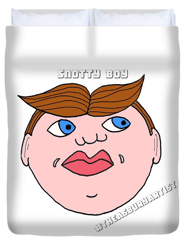 Asbury Park Duvet Cover featuring the drawing Snotty Boy by Patricia Arroyo
