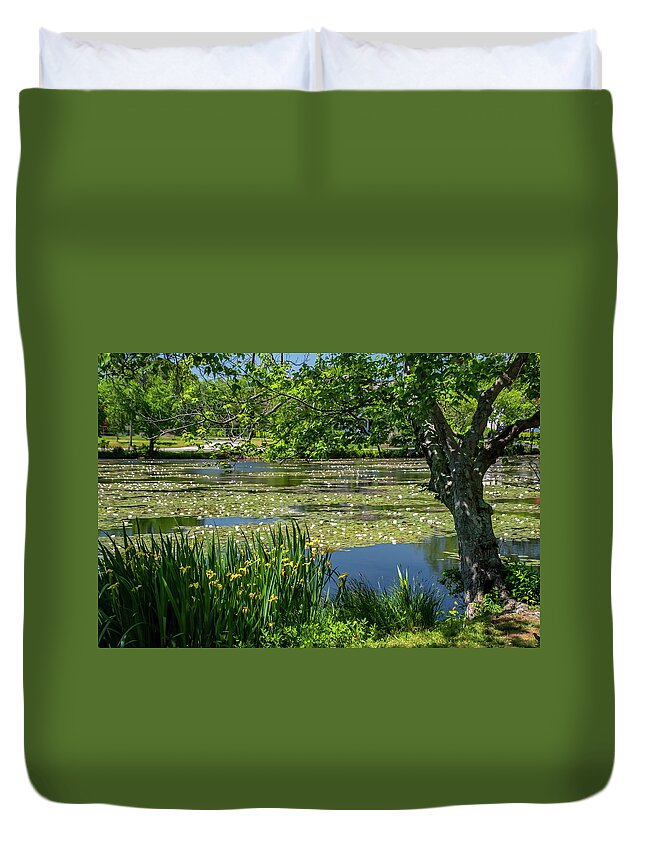Landscape Duvet Cover featuring the photograph Spring Lake #1 by Cathy Kovarik