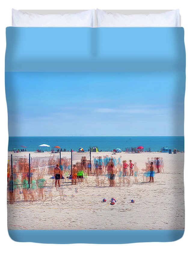 Beach Duvet Cover featuring the photograph Summer Volleyball Coronado Central Beach by Joseph S Giacalone