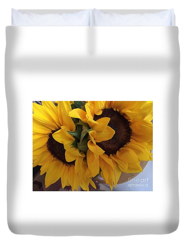 Sunny Duvet Cover featuring the photograph Sunflower Series 1-1 #1 by J Doyne Miller