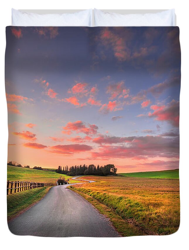 Tuscany Duvet Cover featuring the photograph Country Road in Maremma by Stefano Orazzini