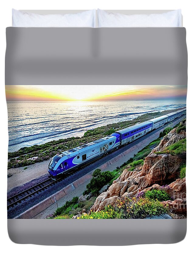 Amtrak Duvet Cover featuring the photograph The Amtrak 584 to San Diego by David Levin