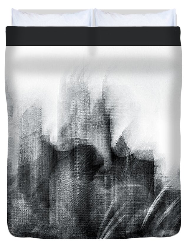 Monochrome Duvet Cover featuring the photograph The Arrival by Grant Galbraith