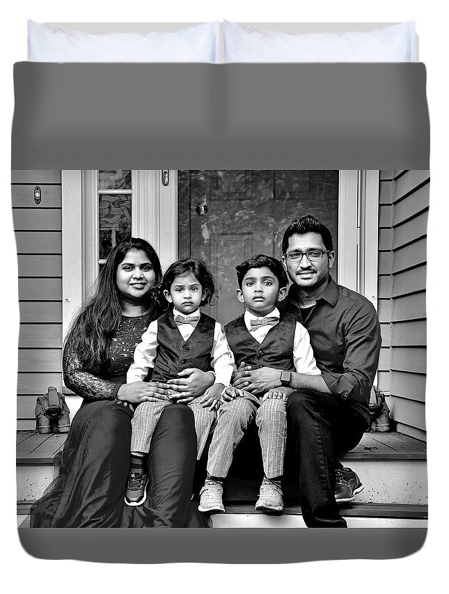 Portrait Duvet Cover featuring the photograph The M. Kumar Family #1 by Monika Salvan
