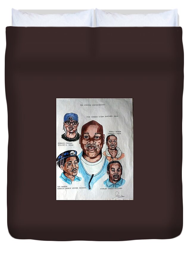 Black Art Duvet Cover featuring the drawing The Peacemakers #1 by Joedee