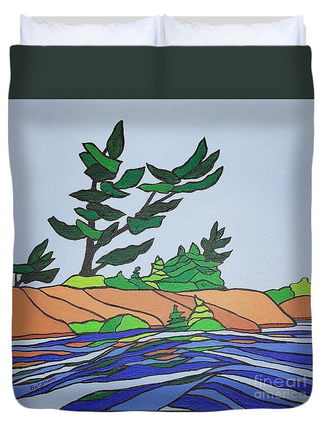 Landscape Duvet Cover featuring the painting This Way by Petra Burgmann