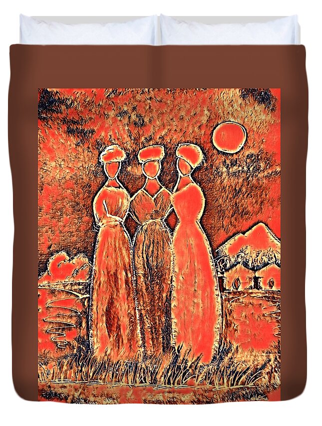 Sisters Duvet Cover featuring the digital art Three Sisters #2 by Martine Murphy