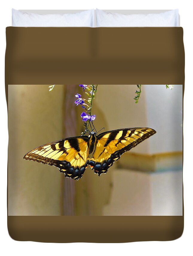 Landscape Duvet Cover featuring the photograph Tiger Swallowtail #2 by Gena Herro