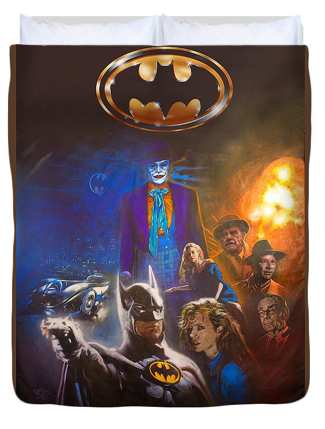 Tim Burton Batman 1989 Michael Keaton and Jack Nicholson Duvet Cover by  Michael Andrew Law Cheuk Yui - Fine Art America
