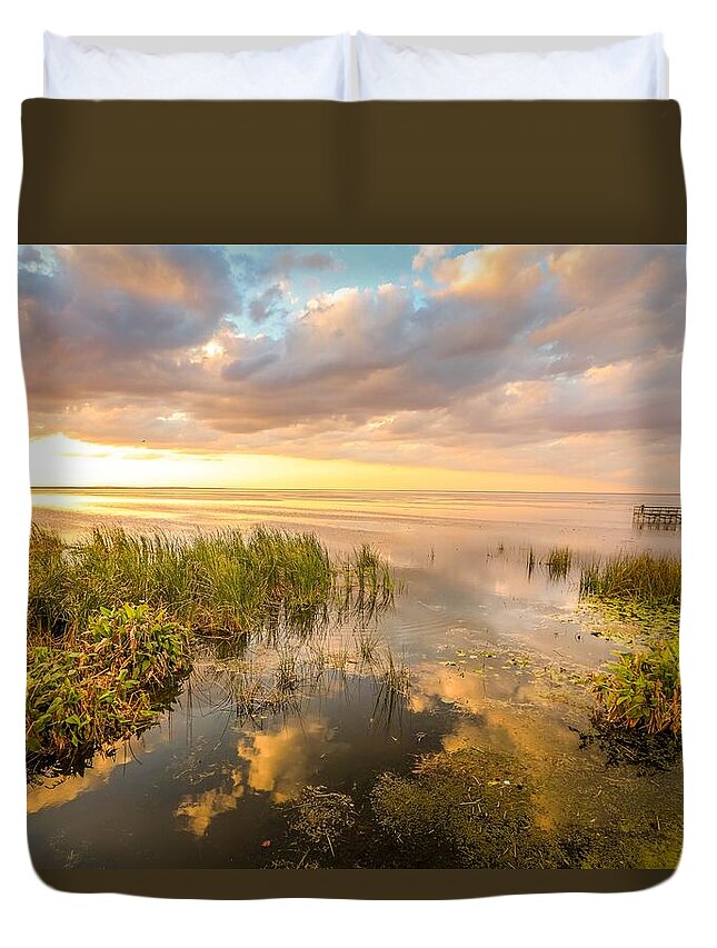 Sunset Duvet Cover featuring the photograph Tranquil Sunset by Susan Rydberg
