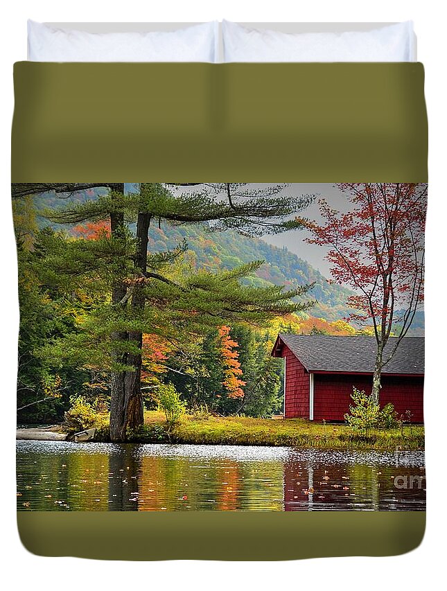 Autumn Duvet Cover featuring the photograph Tranquility in Vermont #1 by Steve Brown