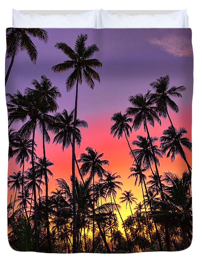 Sunset Duvet Cover featuring the photograph Tropical Sunset #1 by Nadia Sanowar