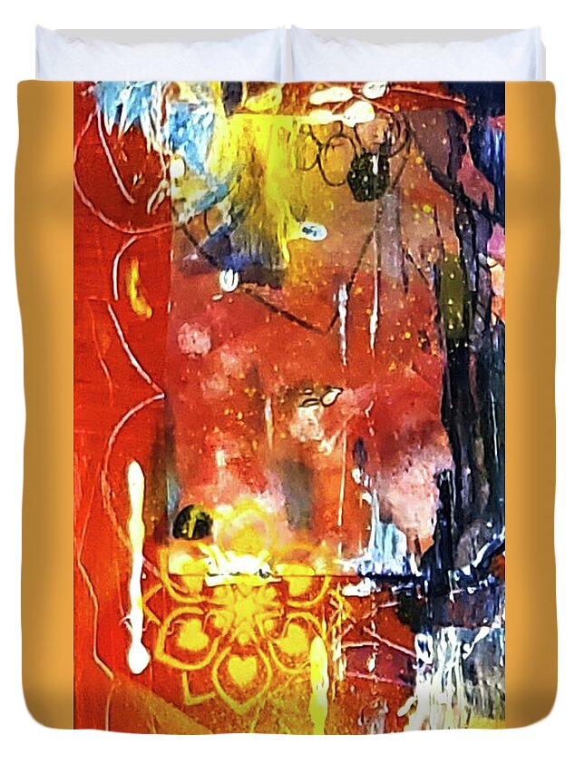 Abstract Duvet Cover featuring the painting Untitled #1 by Karen Lillard