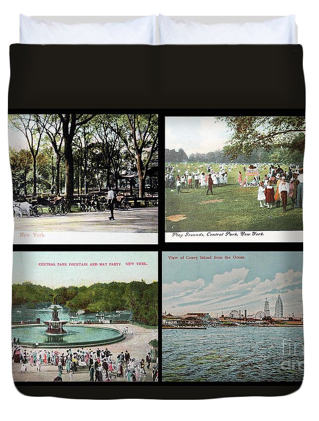 New York Duvet Cover featuring the photograph Various places in New York early 1900's by Patricia Hofmeester