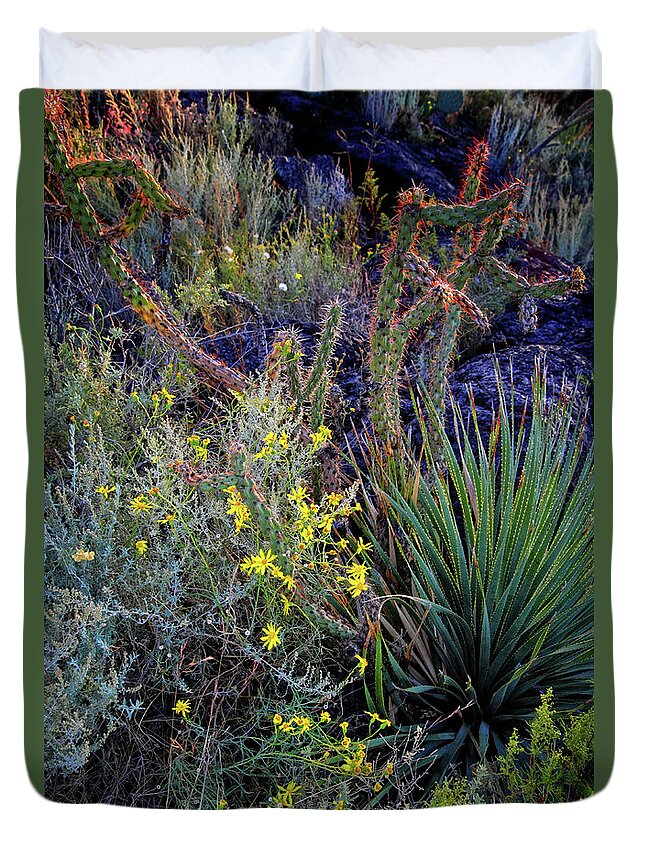 Valley Of The Fires Duvet Cover featuring the photograph Vegetation in the Valley of Fires #1 by George Taylor