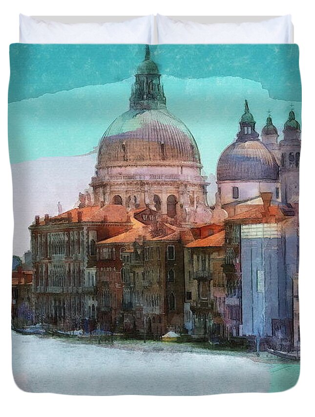 Venice Duvet Cover featuring the digital art Venice Grand Canal #1 by Jerzy Czyz