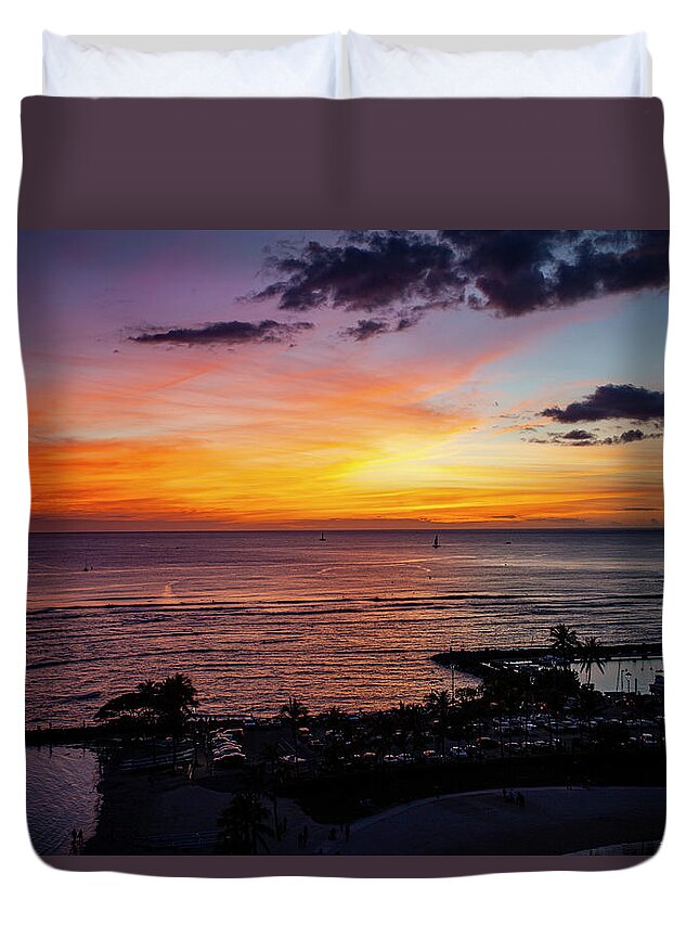 Hawaii Duvet Cover featuring the photograph Waikiki Sunset 7a by Anthony Jones