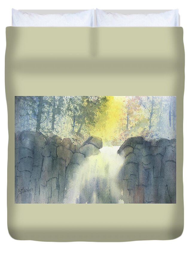 Watercolor Duvet Cover featuring the painting Waterfall #1 by Glenn Marshall