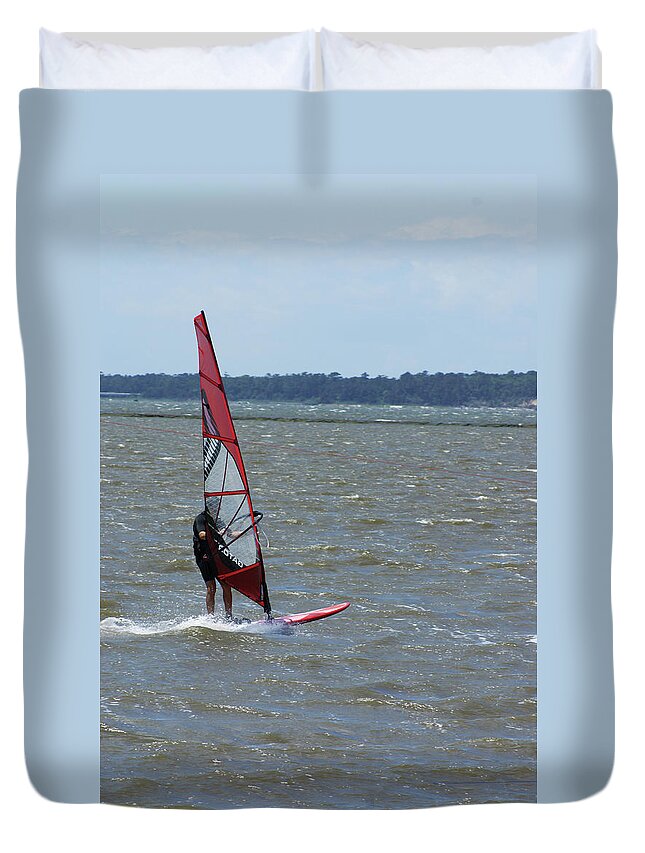  Duvet Cover featuring the photograph Windsurfing by Heather E Harman