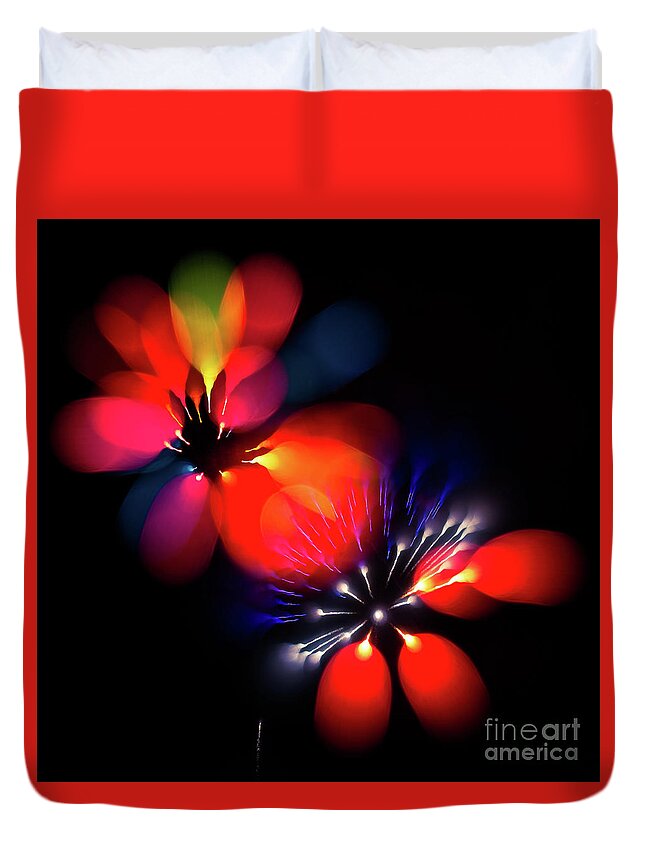 Fireworks Duvet Cover featuring the photograph Fireworks #10 by Doug Sturgess