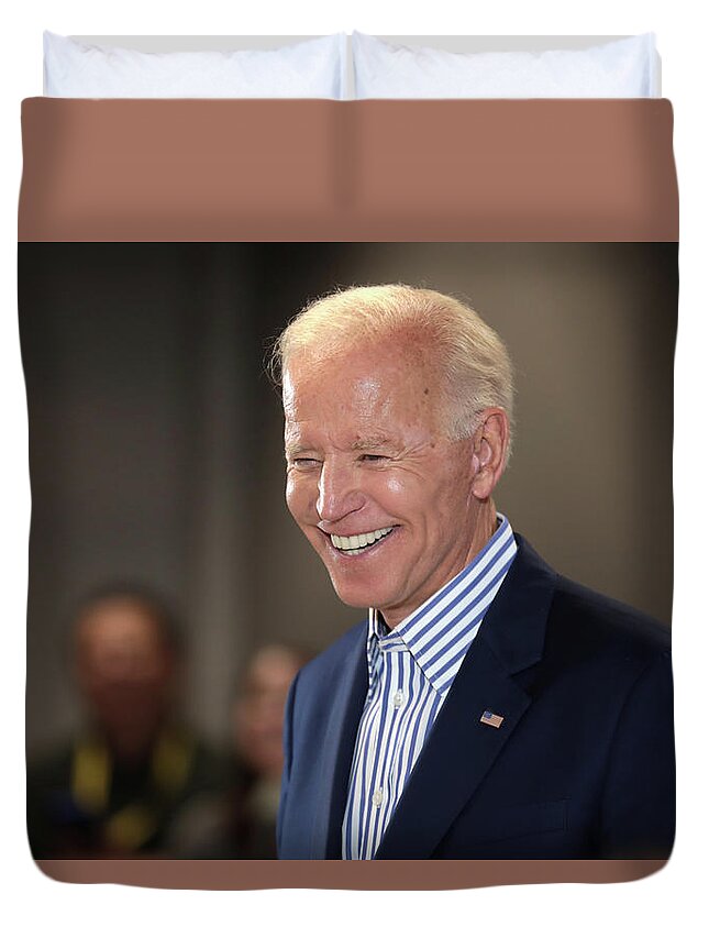 Portrait Of President Joe Biden By Gage Skidmore Duvet Cover featuring the painting Portrait of President Joe Biden by Gage Skidmore #10 by Celestial Images