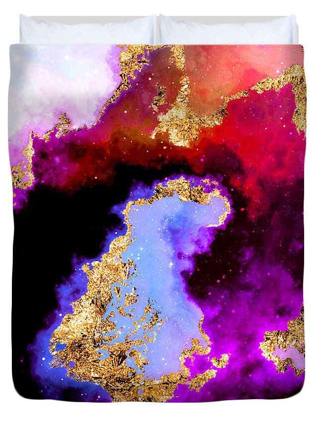 Holyrockarts Duvet Cover featuring the mixed media 100 Starry Nebulas in Space Abstract Digital Painting 005 by Holy Rock Design