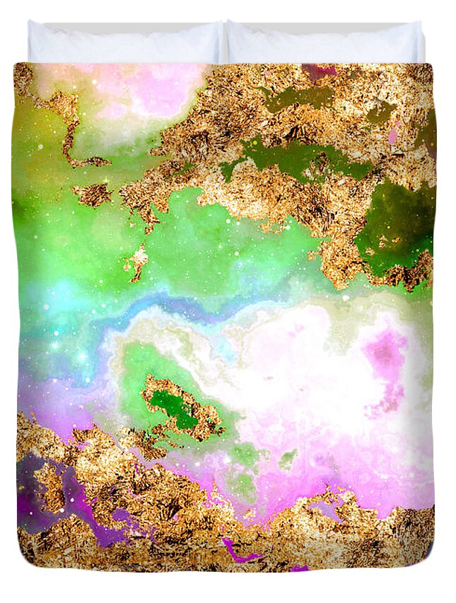 Holyrockarts Duvet Cover featuring the mixed media 100 Starry Nebulas in Space Abstract Digital Painting 010 by Holy Rock Design