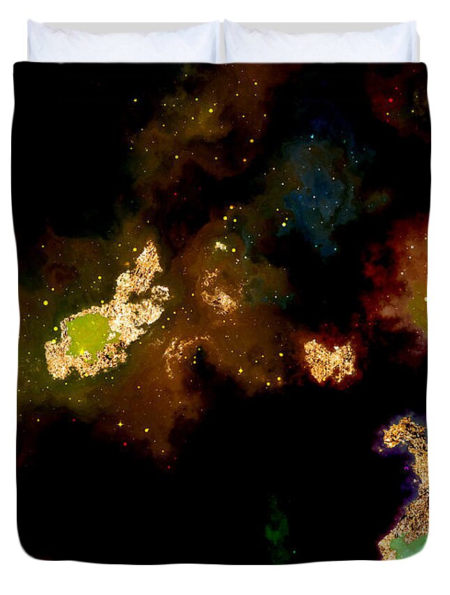 Holyrockarts Duvet Cover featuring the mixed media 100 Starry Nebulas in Space Abstract Digital Painting 026 by Holy Rock Design